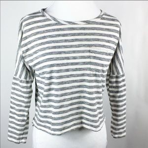 Athleta Long Sleeve White/Black Striped Top Small